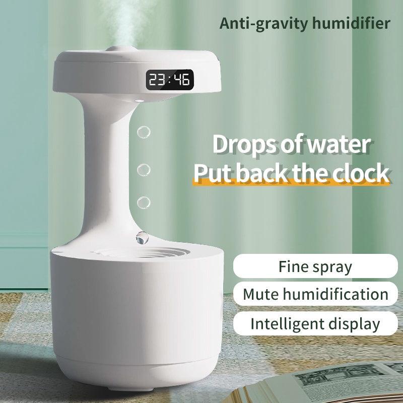 Anti-Gravity Humidifier with Clock & Aroma Diffuser, Large Capacity